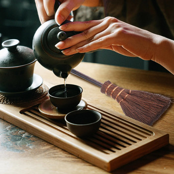 Комплект за чай Почистваща четка Инструмент за метла за вещици Кухненски инструменти Малък кафяв копринен чайник Дървена дръжка Пръчка за метла