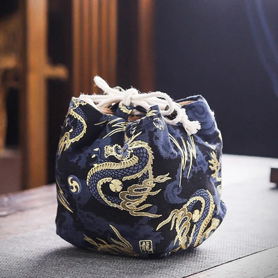 Pamut teáscsésze tárolótáska, antik karkötők, ékszervédő borítás, japán ebédajándék, teaedény, utazás, többszöri felhasználás