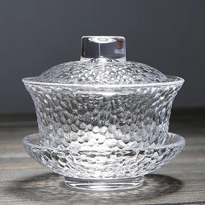 Zdjela s prozirnim staklenim poklopcem Šalica za čaj Kung Fu Set za čaj Tureen Gaiwan Japanski Gai Wan Zdjela s poklopcem Lotus ručni crtež Puer šalice Šalice