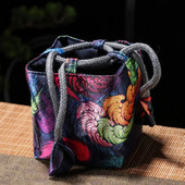 Imprimată ceainic ceainic sac de ambalare pânză artă pachet buzunar ceai ceremonie accesorii set de ceai de călătorie portabil pungă de depozitare ZD43