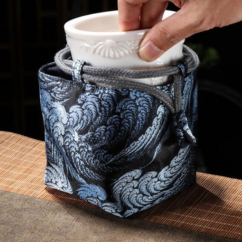 Отпечатана чаша за чай Опаковъчна чанта за чайник Пакет от плат Джобна чаена церемония Аксесоари Преносим сервиз за чай за пътуване Чанта за съхранение ZD43