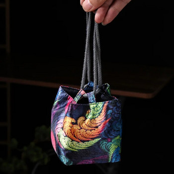 Τυπωμένο φλιτζάνι τσαγιού τσάντα συσκευασίας Υφασμάτινη δέσμη τέχνης Αξεσουάρ τσέπης τσαγιού Τελετής Φορητό σετ τσαγιού ταξιδιού Σακούλα αποθήκευσης ZD43