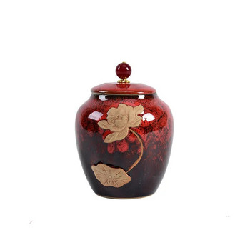 Creative Kiln Change Lotus Celadon Ge Kiln Ceramic Tea Seal Pot Груба керамика Storage Pot Pu \'er Moisture-proof Househop