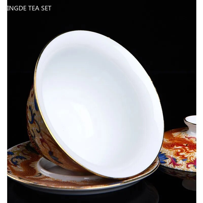 160 ml keramički emajl Gaiwan Izvrsna ručna izrada s poklopcem Šalica za čaj prilagođena prijenosna zdjela za čaj Kineski set za čaj Beauty Tea Infuser