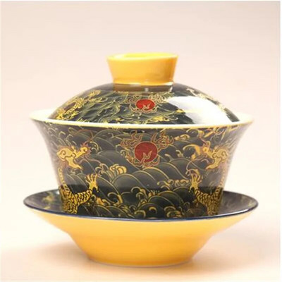 Retro Dragon arbatos virimo aparatas Kinijos Gaiwan arbatos puodelis 200 ml Tureen Jingdezhen baltos ir mėlynos spalvos porcelianiniai arbatos puodeliai ir lėkštučių rinkiniai