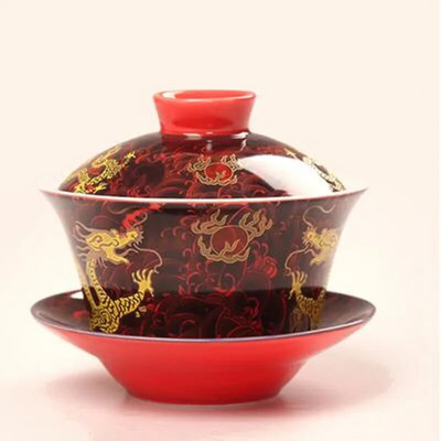 Retro Dragon arbatos virimo aparatas Kinijos Gaiwan arbatos puodelis 200 ml Tureen Jingdezhen baltos ir mėlynos spalvos porcelianiniai arbatos puodeliai ir lėkštučių rinkiniai