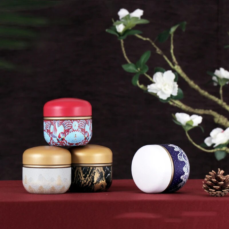 Mini metalna limenka za čaj Posuda za pohranu čaja s dvostrukim poklopcem Prijenosna limenka za čaj Univerzalna kućna limenka za slatkiše i začine