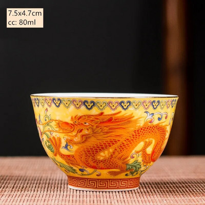 Keramika Sancai Gaiwan Bowl Dragon and Phoenix Master Cup arbatos puodelis Rankų darbo emalio spalvos arbatos dubuo Aukščiausios klasės pagarbos arbatos rinkinys