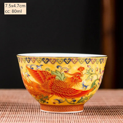 Keramika Sancai Gaiwan Bowl Dragon and Phoenix Master Cup arbatos puodelis Rankų darbo emalio spalvos arbatos dubuo Aukščiausios klasės pagarbos arbatos rinkinys