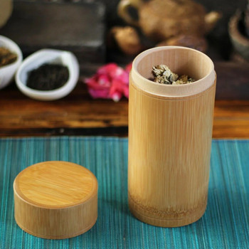 Ръчно изработена кутия за чай Бамбукова кутия за съхранение Кутия за чай Уплътнение на капака Кухненски буркани за съхранение Аксесоари Кутия за подправки Калъф Органайзер