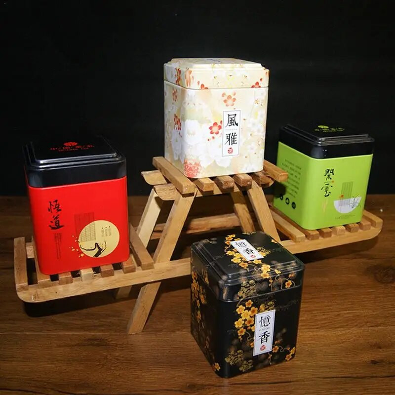 Mini limena kutija za pohranu Mala posuda za kavu i čaj Staklenka za pohranu Četvrtasta zatvorena lišća čaja Željezna kutija za pakiranje Spremnici u kineskom stilu Limenke