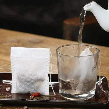 Φακουλάκια τσαγιού μιας χρήσης 100/50 τεμ. Μη υφαντό ύφασμα τσαγιού έγχυσης με String Heal Seal Teaware Spice Filter Tea bag Άδεια φακελάκια τσαγιού