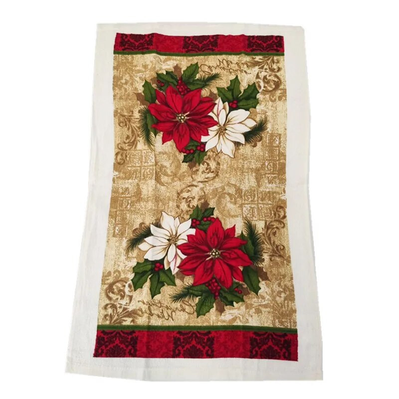 Prosop de ceai din bumbac imprimat Seria de Crăciun 1 bucată Prosop de bucătărie Instrument de curățare pentru vase de Crăciun Cadou pentru decorațiuni de petrecere
