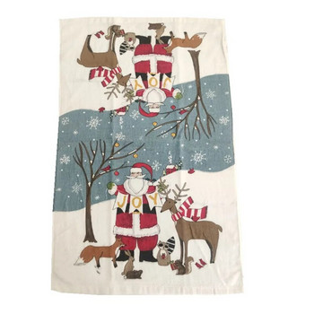 1 бр. 41x65 см Коледен снежен човек Дядо Коледа Дърво с принт памук Кухненска кърпа Чаена кърпа Подарък за коледно парти