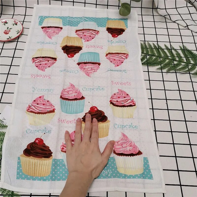 1db 38x63cm karácsonyi Mikulás nyomtatás poliészter konyhai mosogatórongy konyharuha karácsonyi parti ajándék