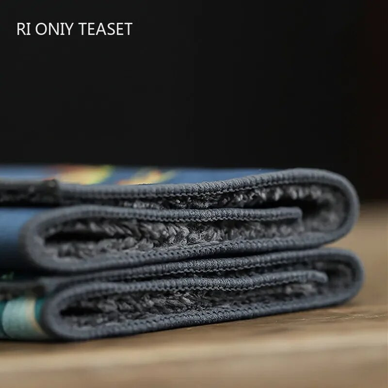 Boutique dažytas kraštovaizdžio raštas arbatos rankšluostis pliušinis, sugeriantis vandenį skudurėlis, sutirštintas arbatos servetėlės Audinys Kinijos arbatos rinkinio priedai