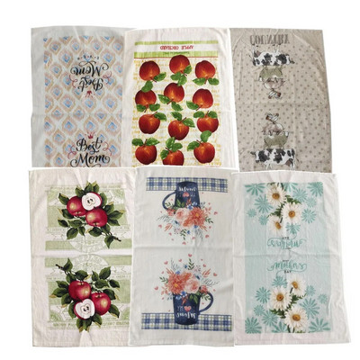 1tk 41x64cm paks lill puuvilja trükitud puuvillane köögirätikuga nõude puhastuslapp laud salvrätikud toiduvalmistamise tööriist