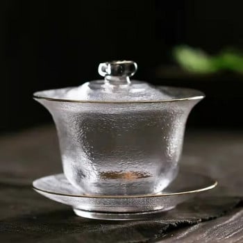 Японска ръчно изработена топлоустойчива купа със стъклен капак Gaiwan Сервиз за чай Аксесоари за чаена церемония Gaiwan за пътуване Gai Wan супник