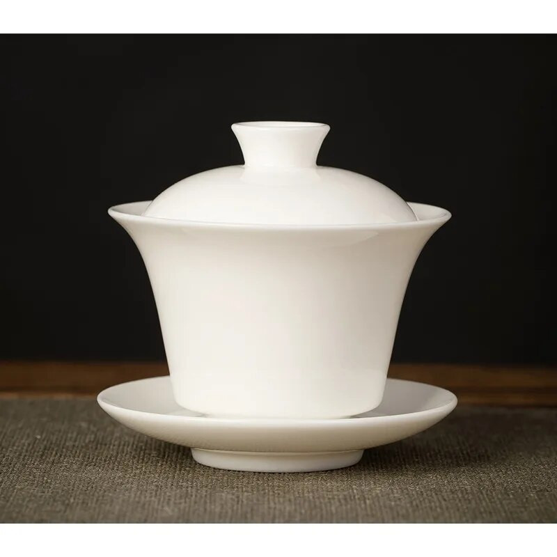 160 ML Gaiwan za čaj Čvrsta bijela porculanska juha s poklopcem Posuđe za čaj Putni kung fu set za čaj Kineska šalica Male zdjelice Chawan