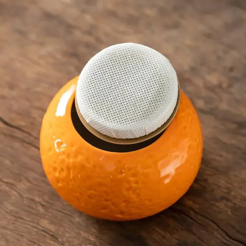 Keramički lonac za čaj od kakija s brtvom poklopca Posuda za dnevni boravak Pepeljara protiv letećeg pepela 7,5*9,2 cm Dekoracija čajnog stola za radnu sobu Staklenka za slatkiše 1 kom