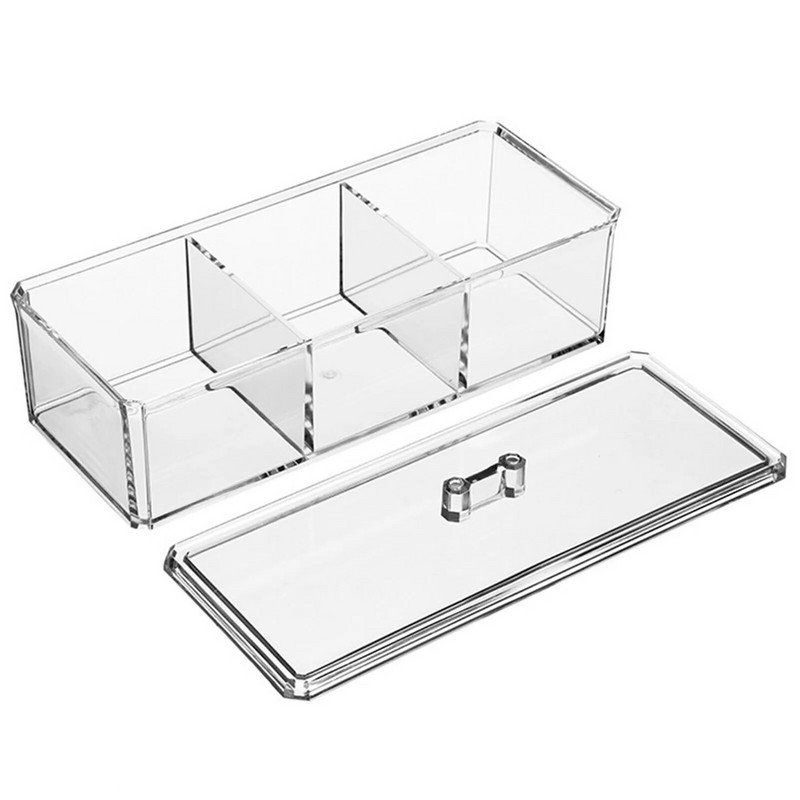 1 kom 3 ćelije Akrilni organizator za vrećice čaja Držač za vrećice čaja s prozirnim gornjim poklopcem za držače vrećica Kutija za pohranu paketića šećera za kavu
