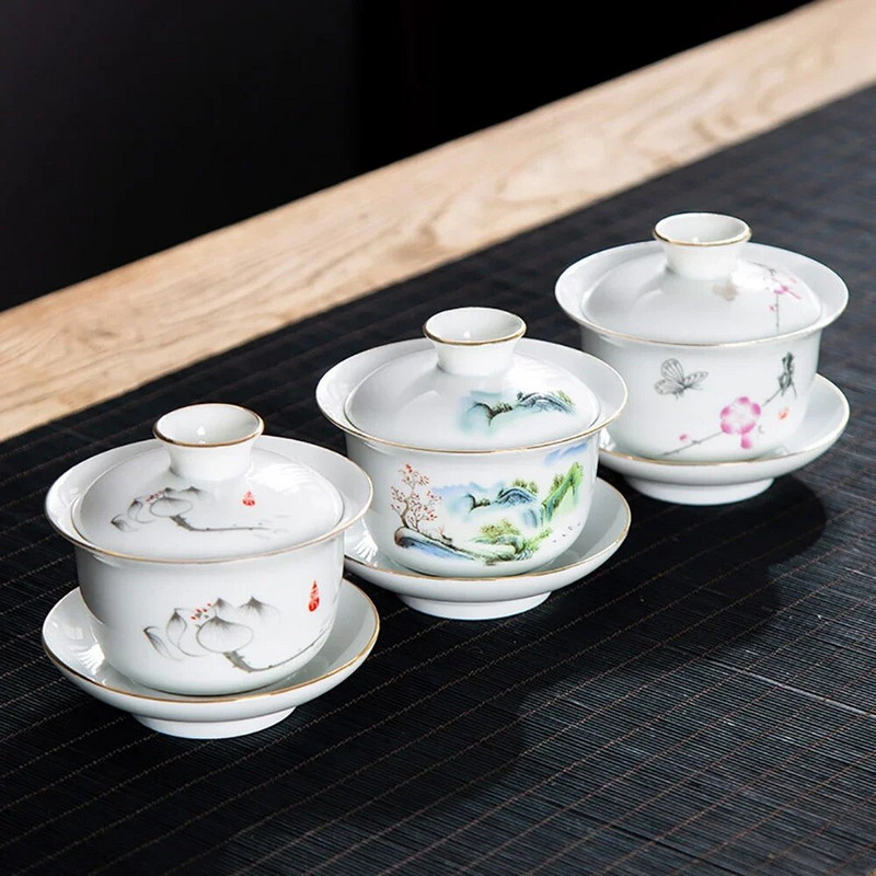 Keramička Gaiwan šalica za čaj ručno rađena posuda za čaj Posuda za čaj Kinesko plavo i bijelo porculansko posuđe za čaj Posuđe za piće