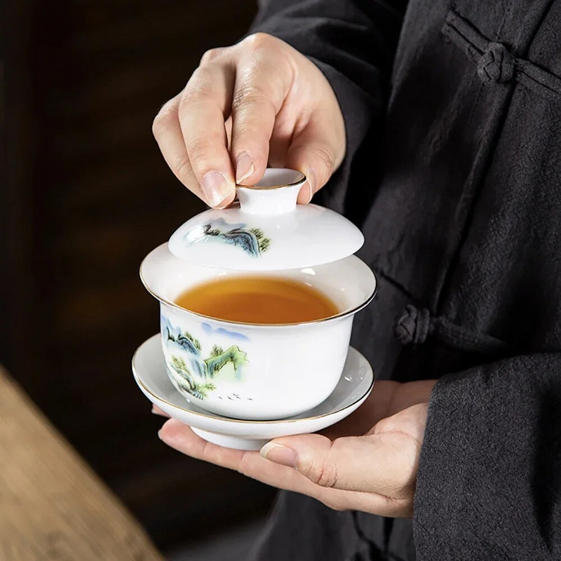 Keramička Gaiwan šalica za čaj ručno rađena posuda za čaj Posuda za čaj Kinesko plavo i bijelo porculansko posuđe za čaj Posuđe za piće
