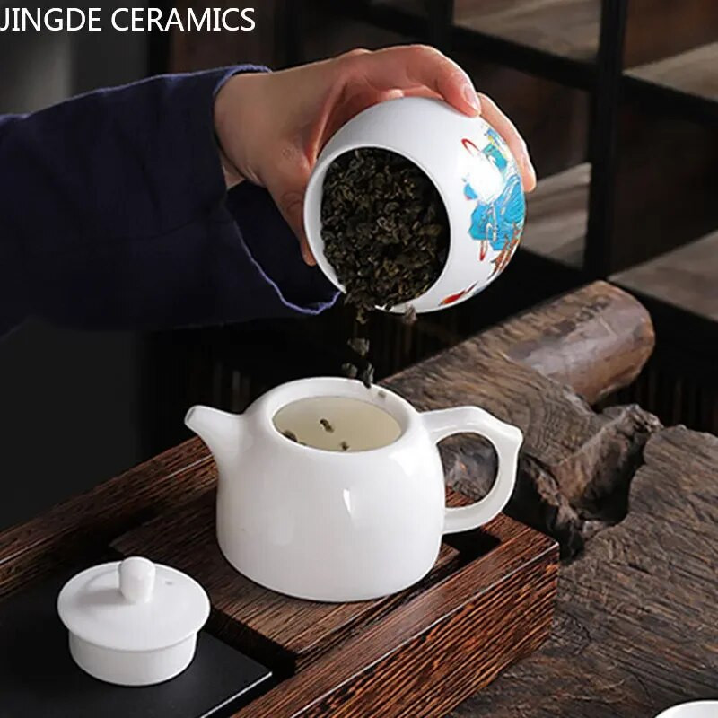 Kineski keramički spremnik za čaj Višenamjenska limenka za pohranu Porculanska zatvorena staklenka Dodaci za set za čaj Kuhinjski spremnik otporan na vlagu