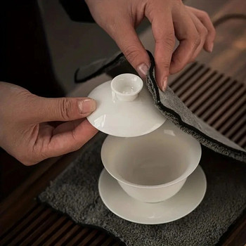 1 част бамбукова бродирана кърпа за чай, винтидж дзен удебелен супер абсорбиращ сервиз за чай, кърпички за чай, домакински кухненски съдове и прибори