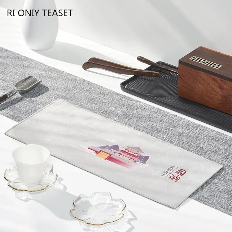 Sűrített kínai konyharuha Csúcsminőségű plüss nedvszívó vízrongy teaszalvéták textil asztal teáskanna alátét teáskészlet tartozékok