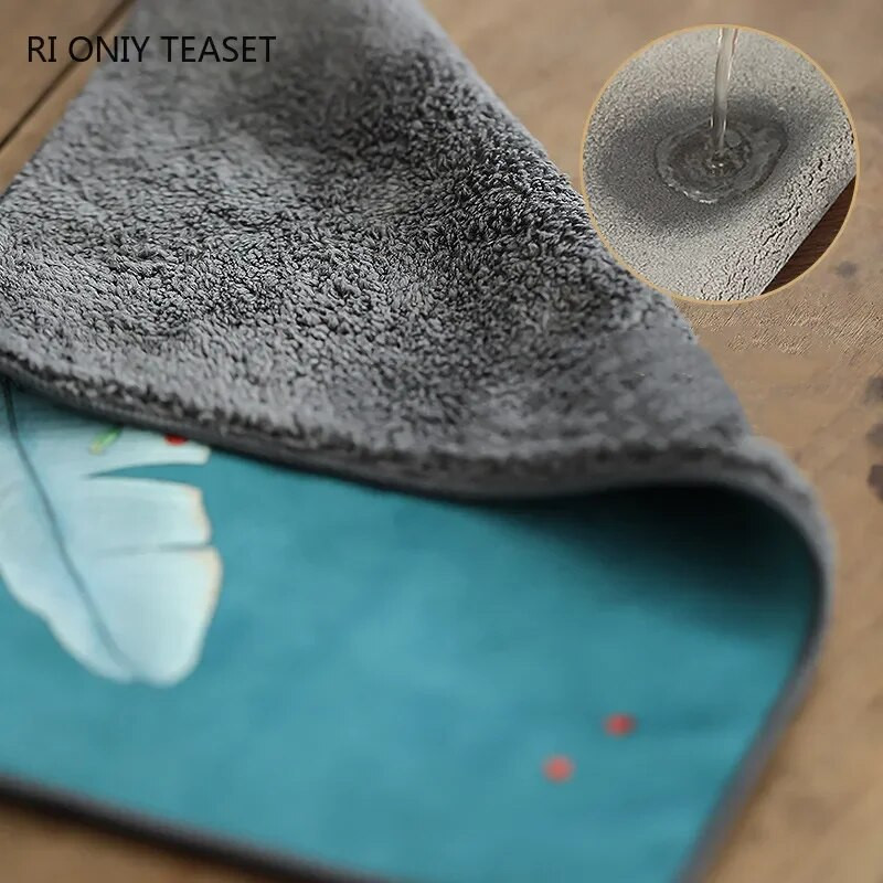Sűrített kínai konyharuha Csúcsminőségű plüss nedvszívó vízrongy teaszalvéták textil asztal teáskanna alátét teáskészlet tartozékok