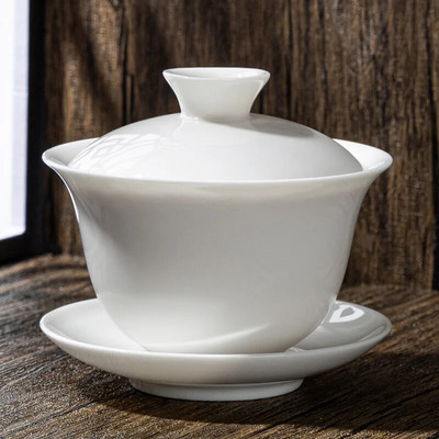 Bijeli porculanski keramički Gaiwan, šalica za čaj, poklon Kung Fu set za čaj, poklopac od keramičke zdjele, plavo-bijeli poklopac, posebna ponuda