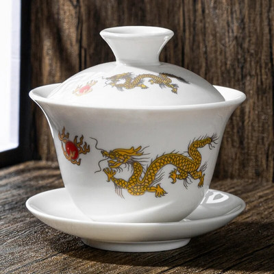 Bijeli porculanski keramički Gaiwan, šalica za čaj, poklon Kung Fu set za čaj, poklopac od keramičke zdjele, plavo-bijeli poklopac, posebna ponuda