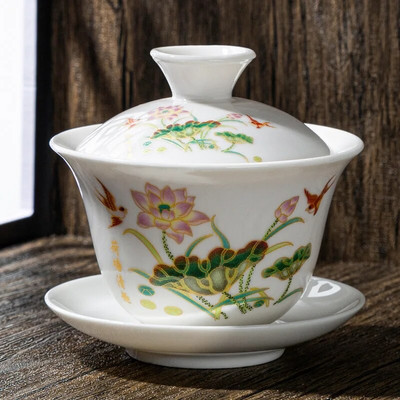 Bijeli porculanski keramički Gaiwan, šalica za čaj, poklon Kung Fu set za čaj, poklopac od keramičke zdjele, plavo-bijeli poklopac, posebna ponuda