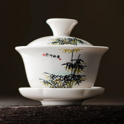 Bijeli porculanski keramički Gaiwan, šalica za čaj, poklon Kung Fu set za čaj, poklopac od keramičke zdjele, plavo-bijeli poklopac, posebna ponuda