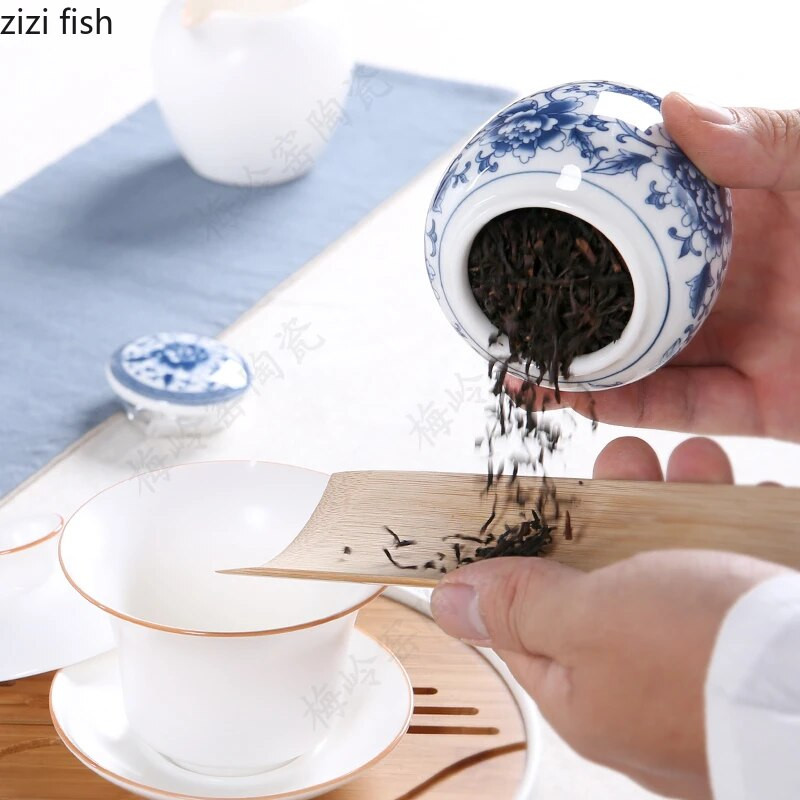 Mala keramička staklenka Tea Caddy Kutija za čaj Zatvorena staklenka Spremnik za pohranu Spremnik za čaj Organizator hrane Posuda za šećer Kutija za pohranu ukrasa za dom