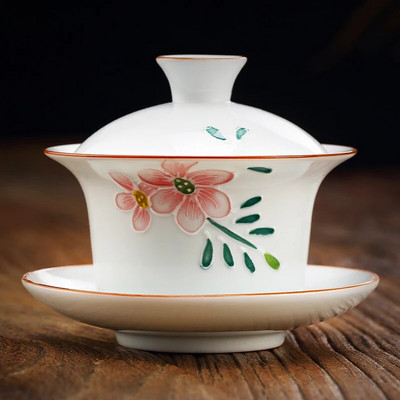 Ručno izrađeni reljefni uzorak Keramička Gaiwan šalica za čaj Prijenosna putna zdjela za čaj Kućni porculanski pribor za čaj Posuđe za piće Osobna šalica