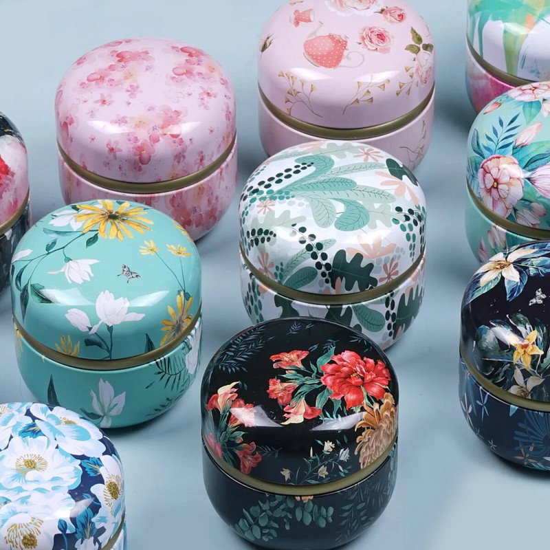 Mini posuda za pohranu čaja 50-80g Okrugli bijeli lim Dvostruko zatvorene konzerve za čaj Čaj Kava Biljni slatkiši Čokolada Šećer Začini Staklenka za pohranu