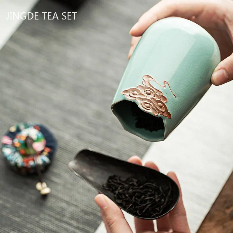 Hordozható tea Caddy utazó teászacskó lezárt kerámia tégely teatároló nedvességálló tárolóedények konyhai fűszer kávé tartály