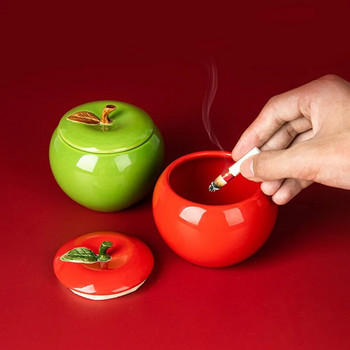 Творчески керамичен буркан за чай Малък размер Буркан за бонбони и сушени плодове с капак Затворен буркан за съхранение Чаша за ароматна свещ с форма на ябълка
