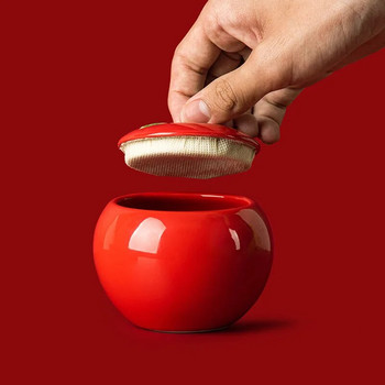 Творчески керамичен буркан за чай Малък размер Буркан за бонбони и сушени плодове с капак Затворен буркан за съхранение Чаша за ароматна свещ с форма на ябълка