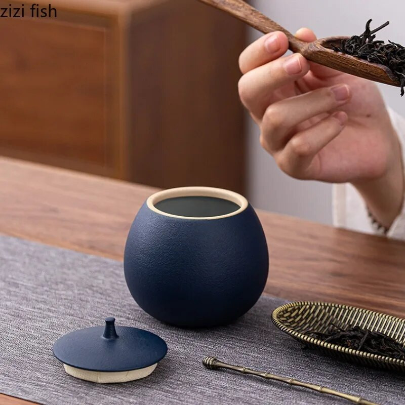 Kamenina Limenka za čaj Okrugla zatvorena staklenka Keramička kutija za čaj Kutija za čaj Staklenka za pohranu Posuda za čaj Organizator za čaj Staklenke za slatkiše Staklenke za grickalice