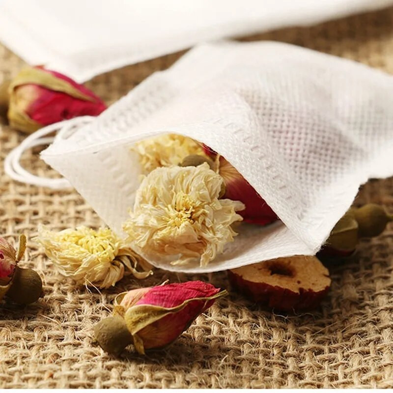 „Pasidaryk pats“ arbatos maišeliai Maistiniai tušti kvapnūs arbatos maišeliai su „String Heal Seal“ filtravimo popieriumi, skirta žolelių biriai arbatai / kavai 50 vnt.