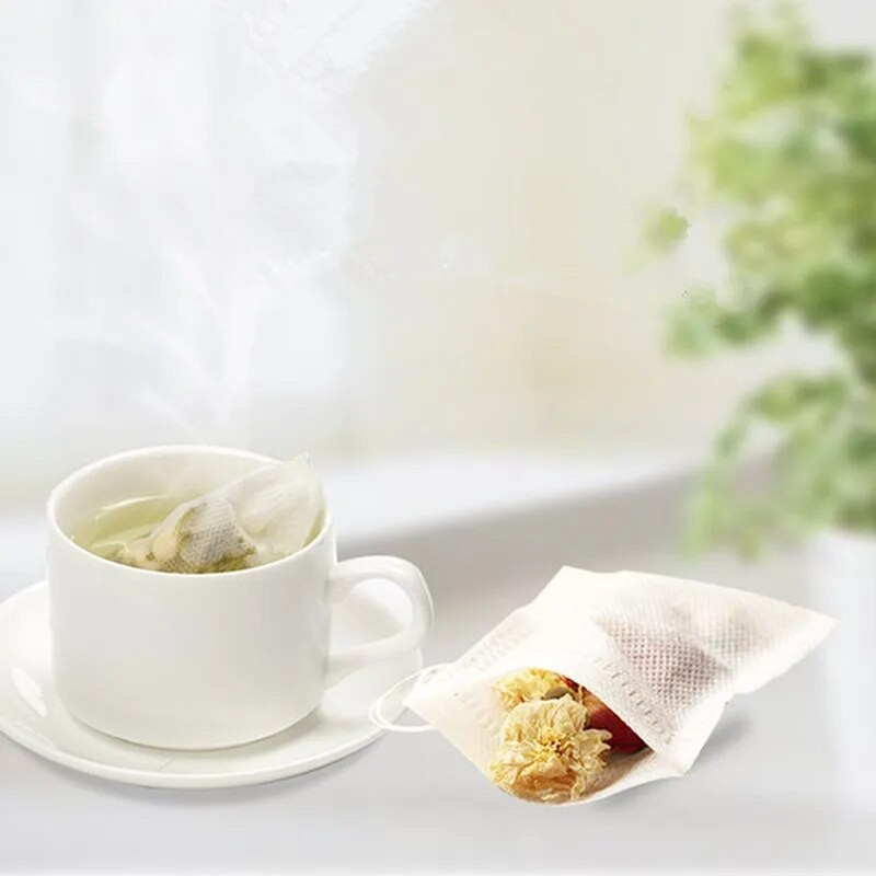 „Pasidaryk pats“ arbatos maišeliai Maistiniai tušti kvapnūs arbatos maišeliai su „String Heal Seal“ filtravimo popieriumi, skirta žolelių biriai arbatai / kavai 50 vnt.