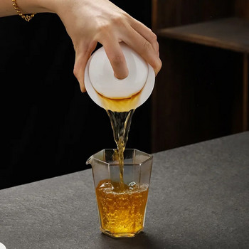Εξαιρετική ζωγραφισμένη στο χέρι Λευκός Πηλός Πορσελάνης Gaiwan Ιαπωνικό Te Cup Υγιεινή κεραμική σούπα σετ τσαγιού με καπάκι Σχέδιο χεριών Lotus