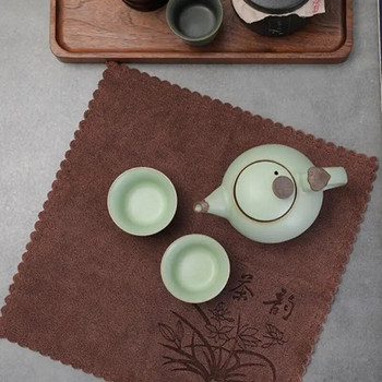 Кърпа за почистване на кърпа за чай Подложка за чай Удебелен абсорбиращ парцал Избършете мека памучна кухненска домакинска кърпа Аксесоари за чай Kung Fu