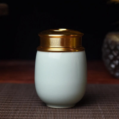 Keramička staklenka s metalnim poklopcem Zatvorene staklenke Tea Caddy Spremnik za kutiju za čaj Staklenka za slatkiše Staklenke za pohranu hrane Spremnik za čaj Organizator za čaj