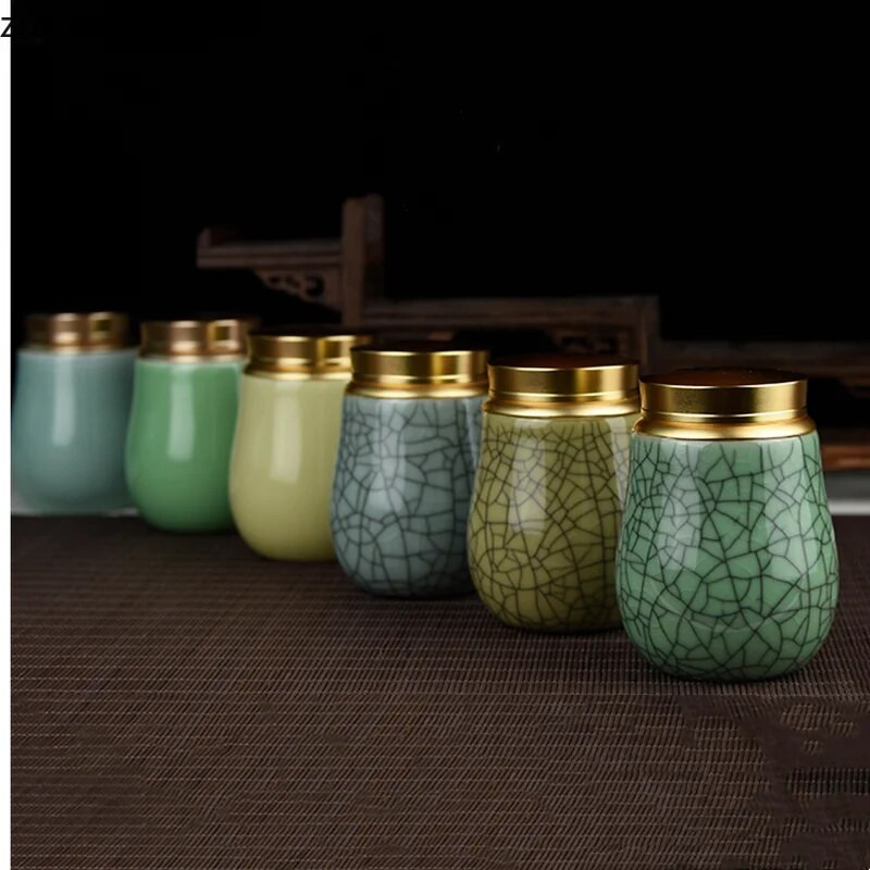 Keramička staklenka s metalnim poklopcem Zatvorene staklenke Tea Caddy Spremnik za kutiju za čaj Staklenka za slatkiše Staklenke za pohranu hrane Spremnik za čaj Organizator za čaj