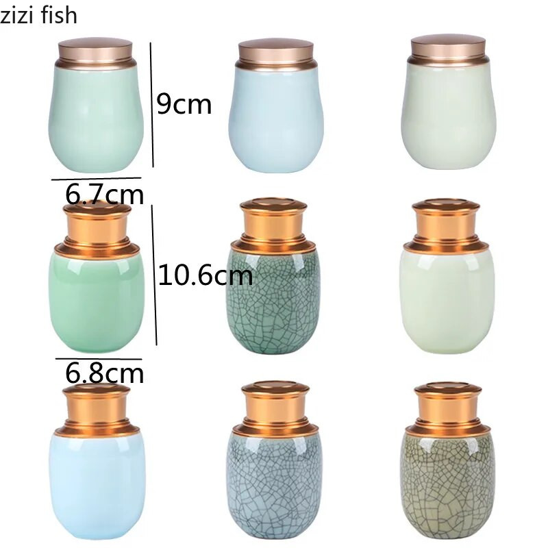 Keramička staklenka s metalnim poklopcem Zatvorene staklenke Tea Caddy Spremnik za kutiju za čaj Staklenka za slatkiše Staklenke za pohranu hrane Spremnik za čaj Organizator za čaj