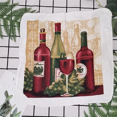 1vnt Mažas 20x20cm kvadratinis medvilninis kilpinis rankšluostis su spaudiniu europietiškos pastoracinės gėlės, sugerianti virtuvės šluostė